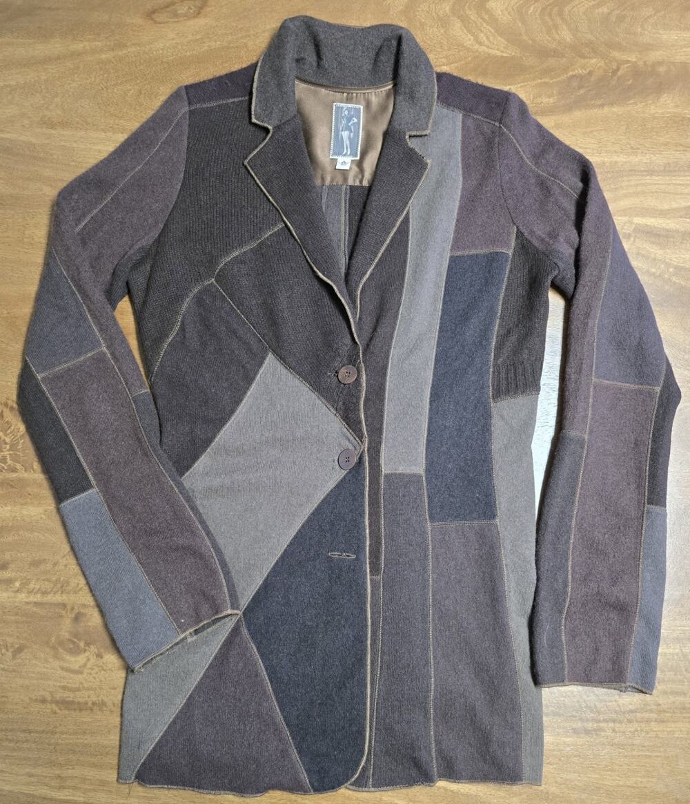 Burning Torch 100% Recycled Patchwork Cashmere Blazer Jacket ONE OF A KIND